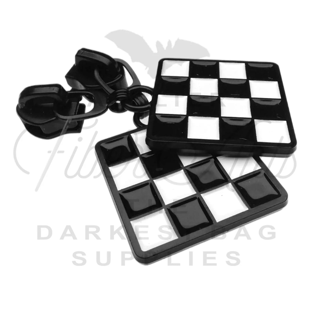 Black and White Checkerboard #5 Zipper Pulls (Set of 2) | Atelier Fiber Arts