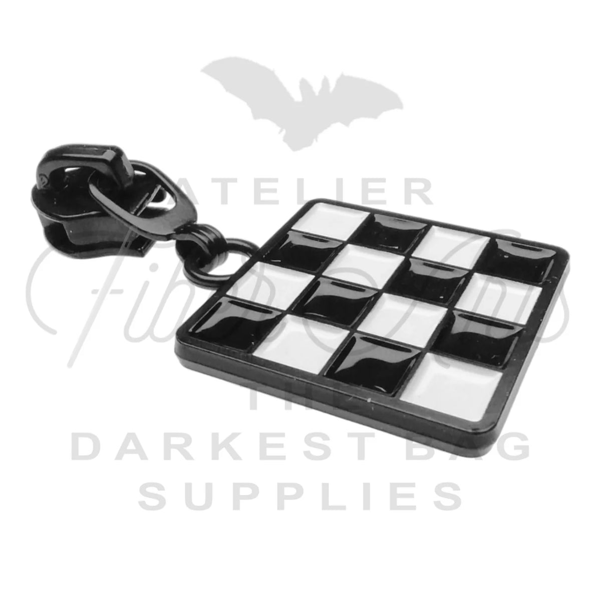Black and White Checkerboard #5 Zipper Pulls (Set of 2) | Atelier Fiber Arts