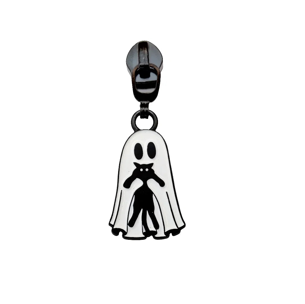 Cat & Ghost Freaky Friends #5 Zipper Pulls (Set of 2) | Atelier Fiber Arts