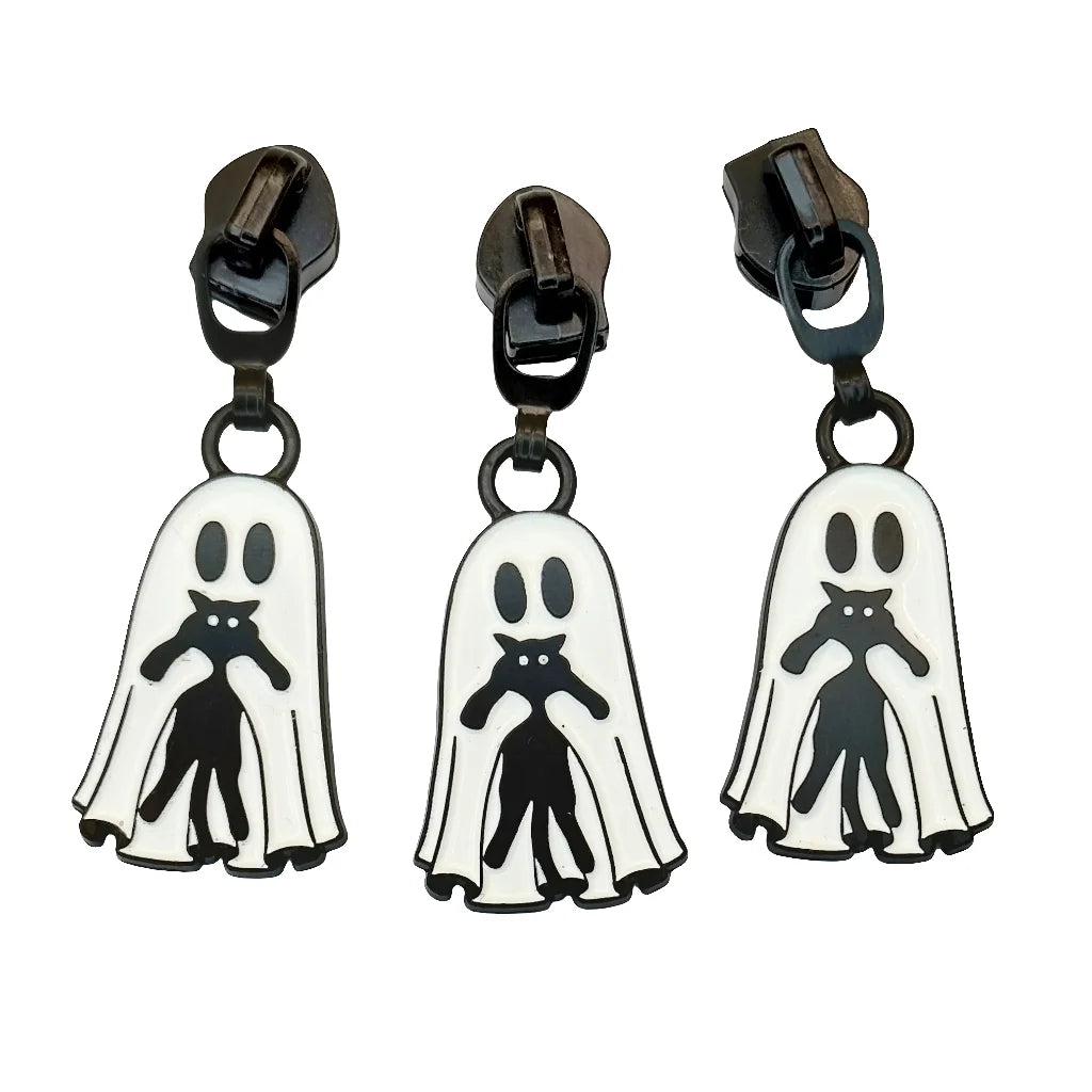 Cat & Ghost Freaky Friends #5 Zipper Pulls (Set of 2) | Atelier Fiber Arts
