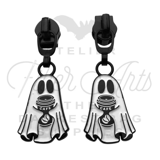 Ghost With Coffee #5 Zipper Pulls (Set of 2) | Atelier Fiber Arts