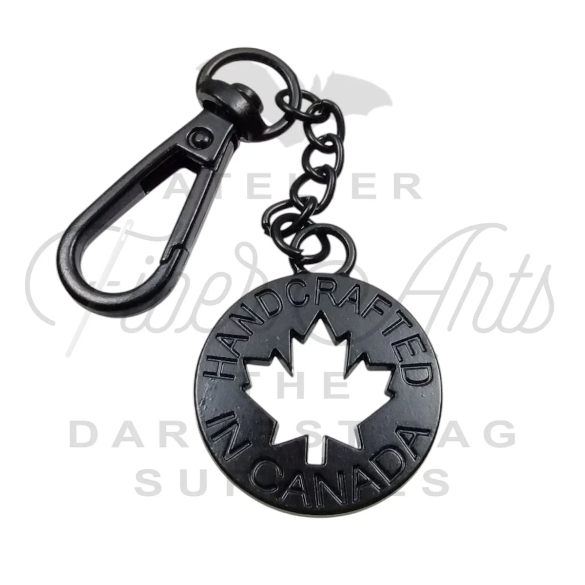 "Handcrafted in Canada" Keychain / Bag Charm in Matte Black | Atelier Fiber Arts