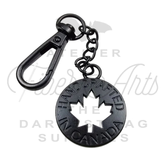 "Handcrafted in Canada" Keychain / Bag Charm in Matte Black | Atelier Fiber Arts
