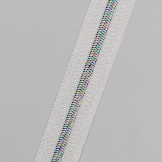 Zipper Tape - White/White Iridescent