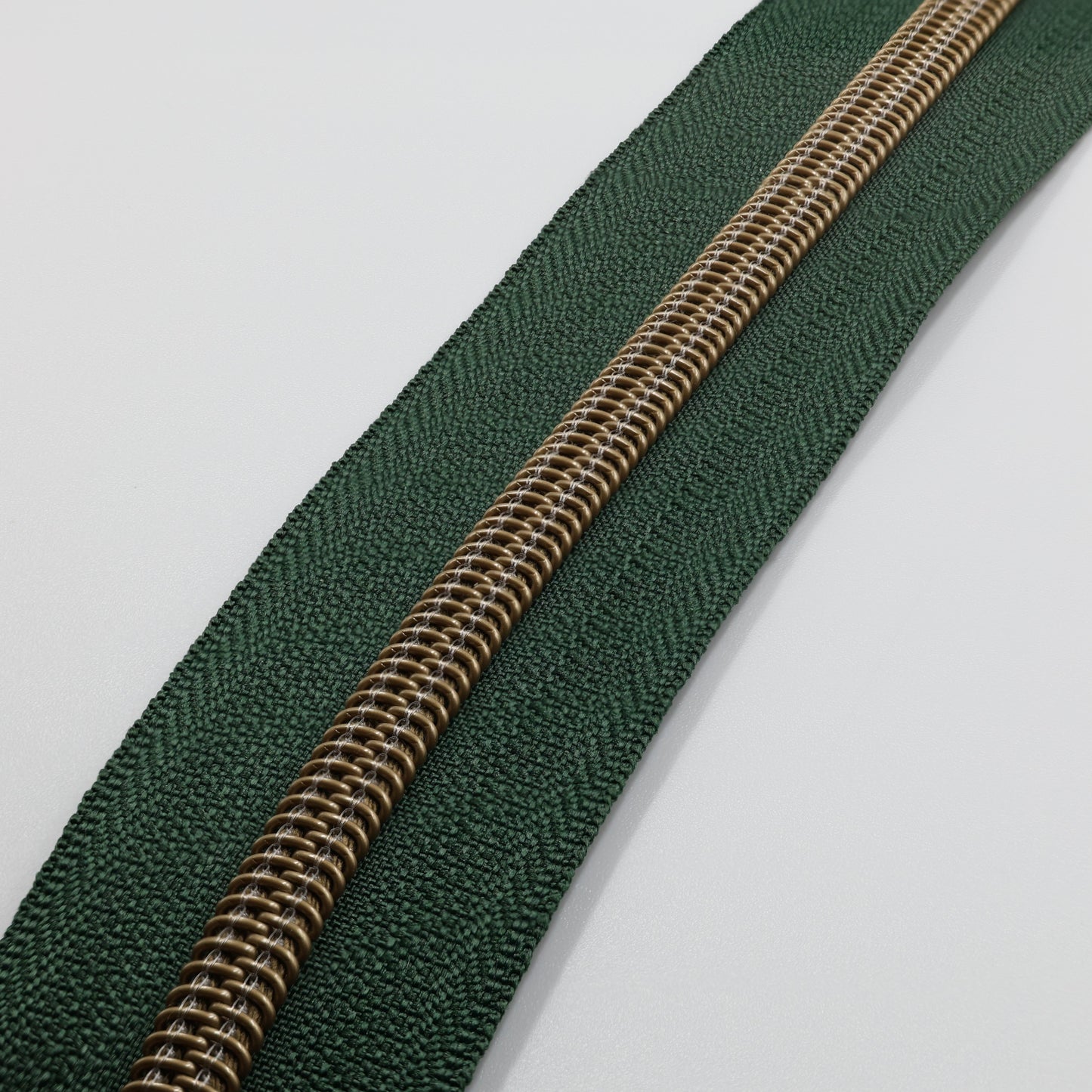 Zipper Tape - Forrest Green/Antique Brass