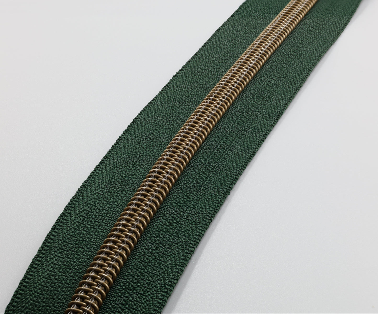 Zipper Tape - Forrest Green/Antique Brass