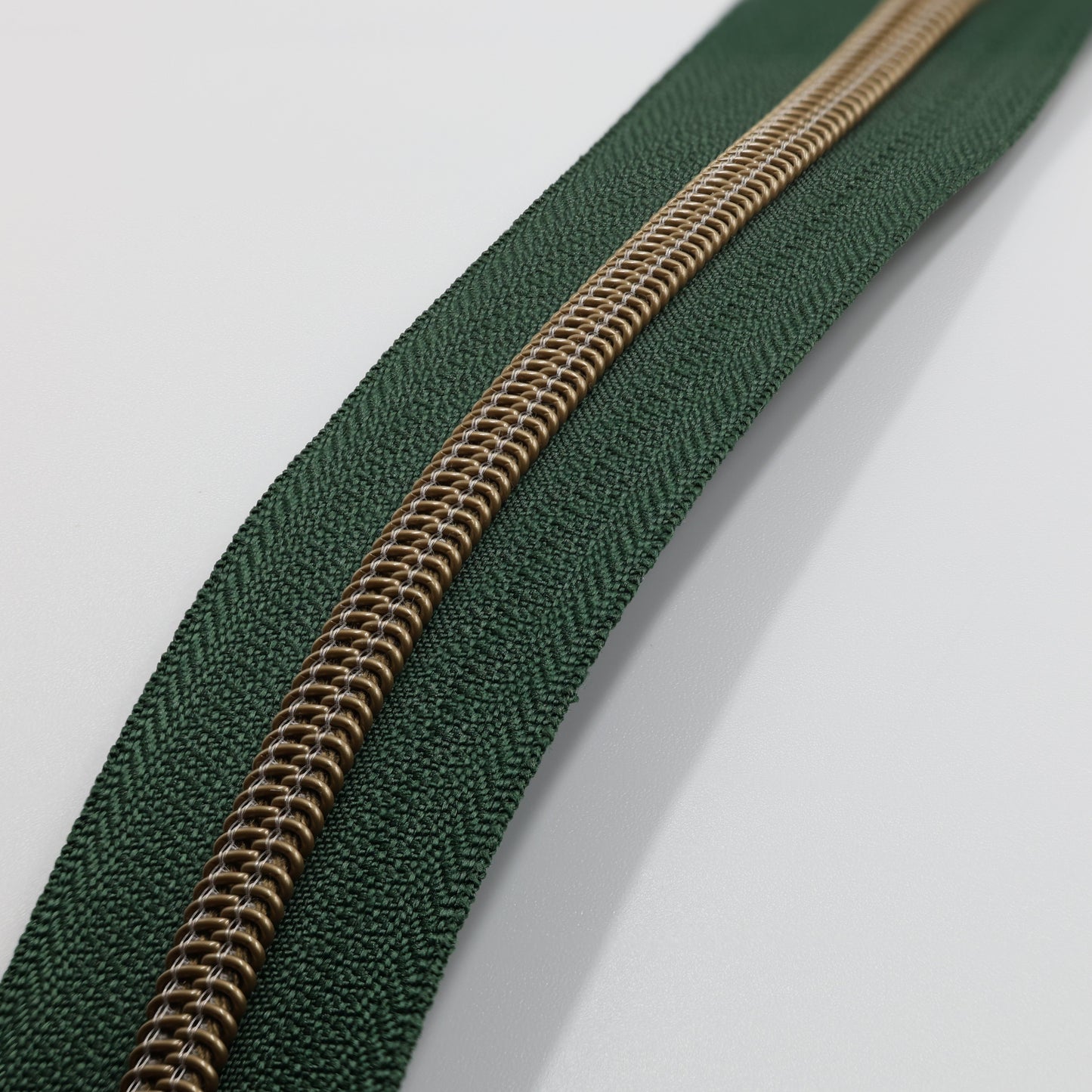 Zipper Tape - Forrest Green/Antique Brass