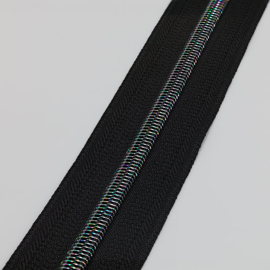 Zipper Tape - Black/Black Iridescent